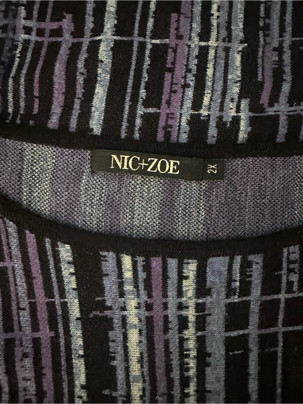 NIC+ZOE Black Long-Sleeve Top with Purple Grid Pattern - Picture 4 of 5